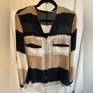 Zara Open Back Striped Blouse - Sz L